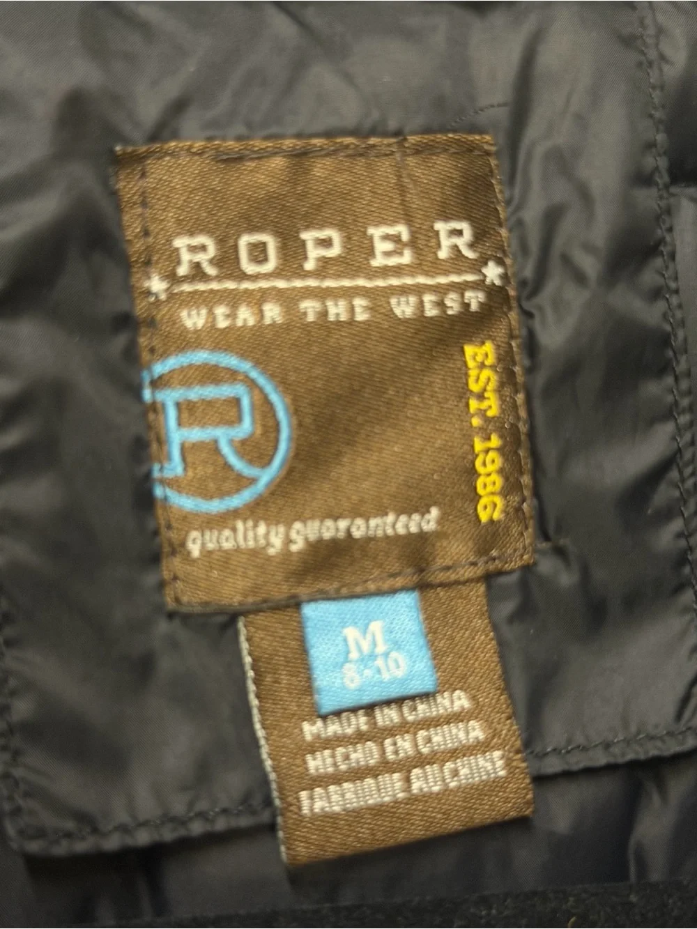 Roper Black Quilted Puffer Jacket for Kids